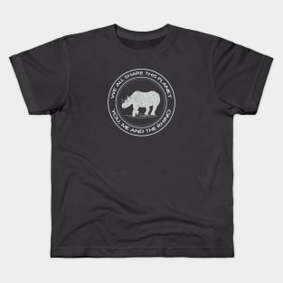 We All Share This Planet - You, Me and the Rhino - animal design Kids T-Shirt